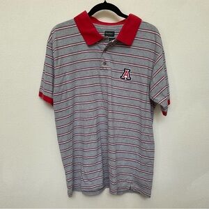 Proedge Grey, Red, White Striped University of Arizona Polo Shirt Size Large